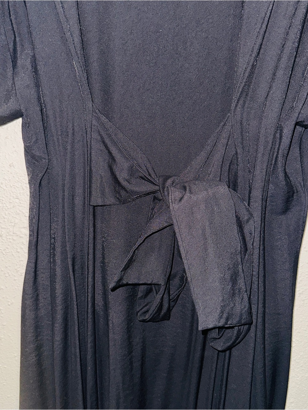 Eloquii Black Pleated-Detail Waist Tie Split Neckline Midi Dress - Picture 8 of 10